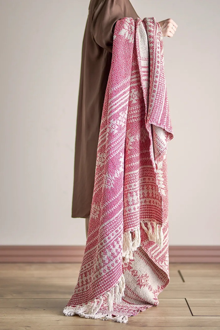 Narzuta bawełniana 160 x 130 cm Bloomingville 82066518 czerwony