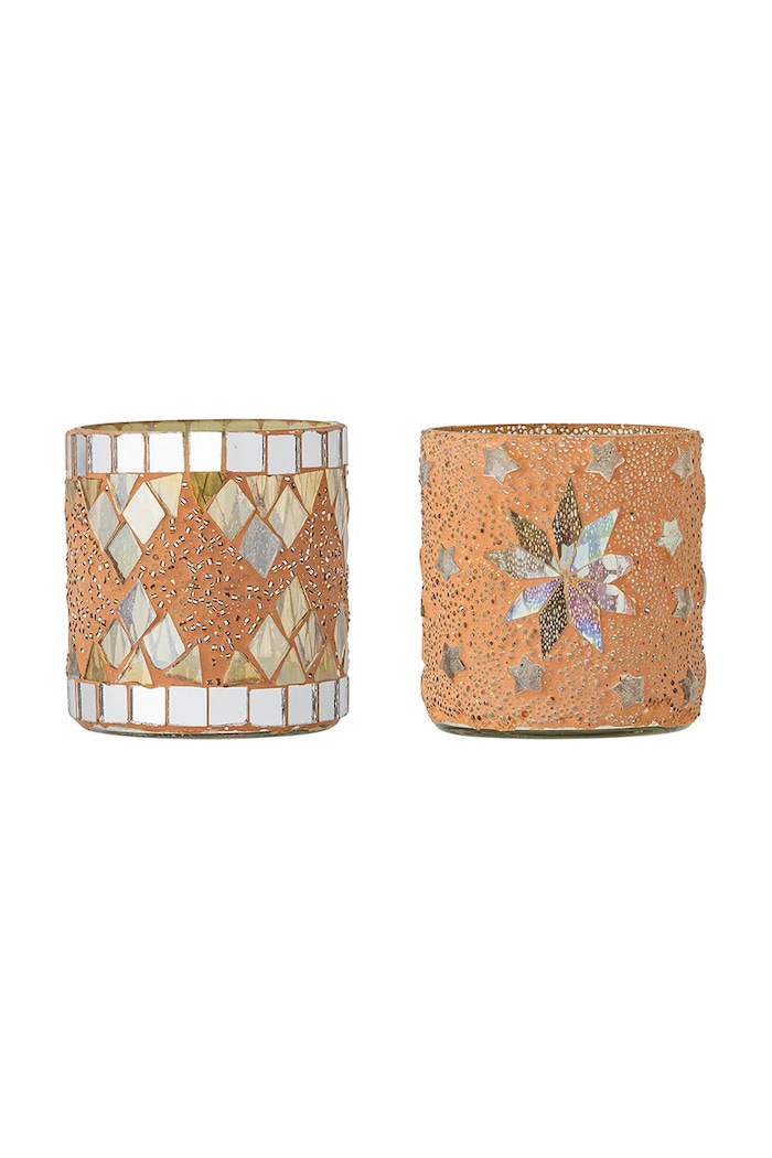 Διακοσμητικό κηροπήγιο Bloomingville 7,5 x 7,5 cm 2-pack πορτοκαλί 82068429