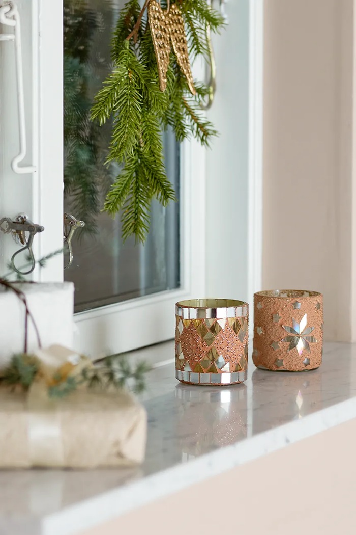 Διακοσμητικό κηροπήγιο Bloomingville 7,5 x 7,5 cm 2-pack 82068429 πορτοκαλί AA00