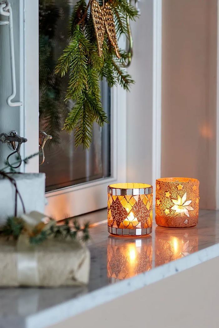 Lifestyle Διακοσμητικό κηροπήγιο Bloomingville 7,5 x 7,5 cm 2-pack 82068429 πορτοκαλί