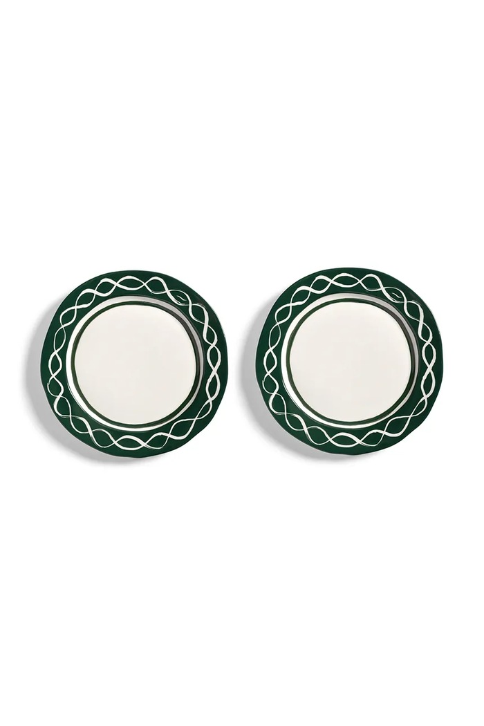 &k amsterdam zestaw talerzy deserowych festivo M/22,5 cm 2-pack zielony 2192.04