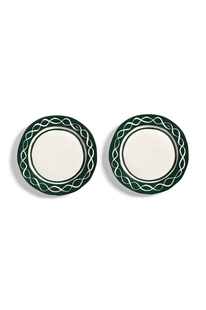 &k amsterdam zestaw talerzy deserowych festivo M/22,5 cm 2-pack zielony 2192.04