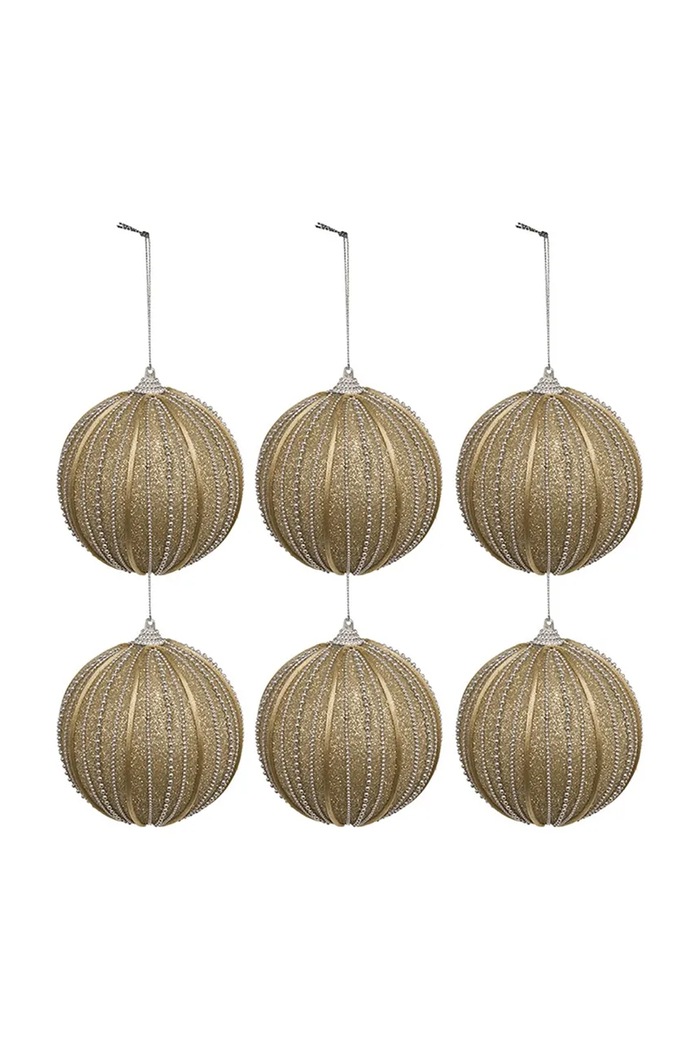 set de globuri de crăciun 11 x 9,5 x 9,5 cm 6-pack bej 108923