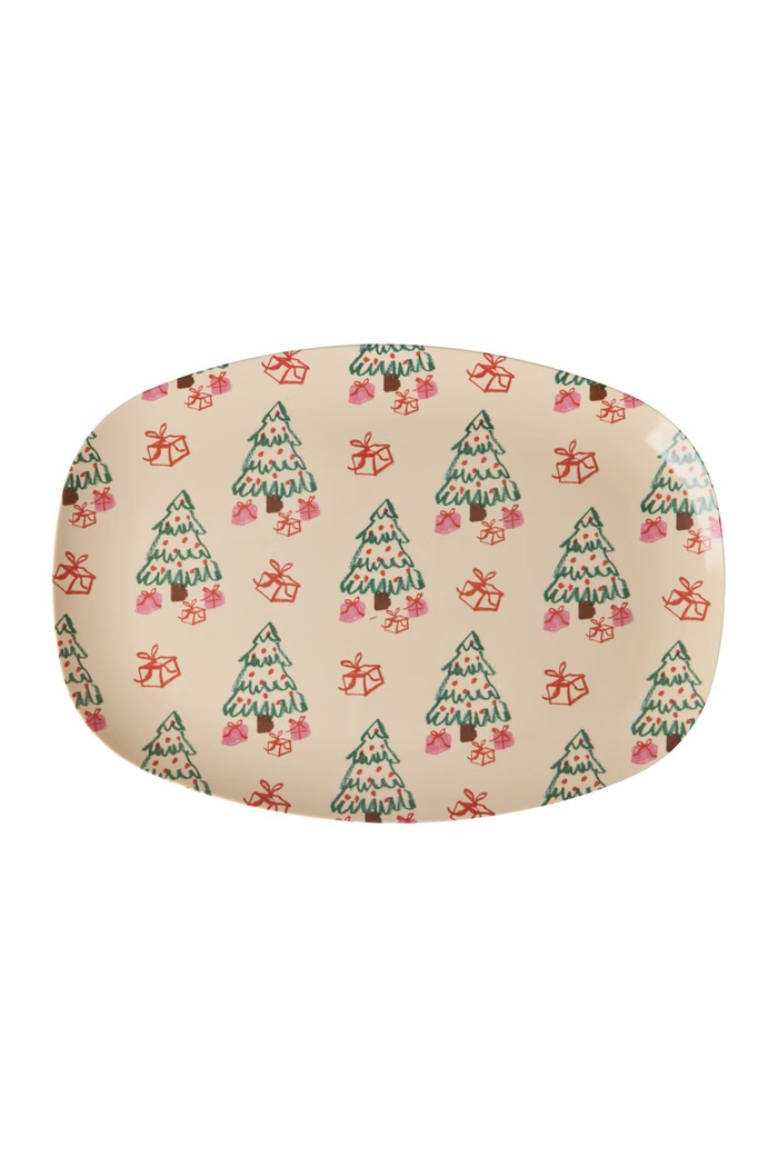 Rice Talerz świąteczny z melaminy 22 x 30 cm multicolor XMEPL.GITR
