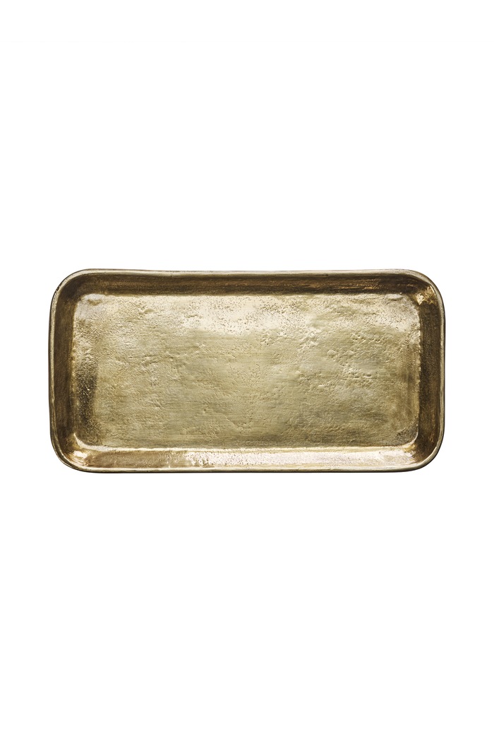 Madam Stoltz Taca świąteczna z aluminium 41 x 21 x 2 cm T301.ABL żółty AA00