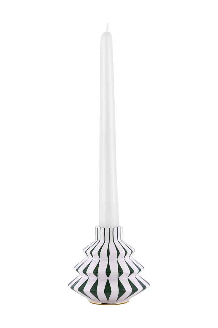 Alessi Świecznik świąteczny z porcelany Delight NZ07.GR zielony AA00