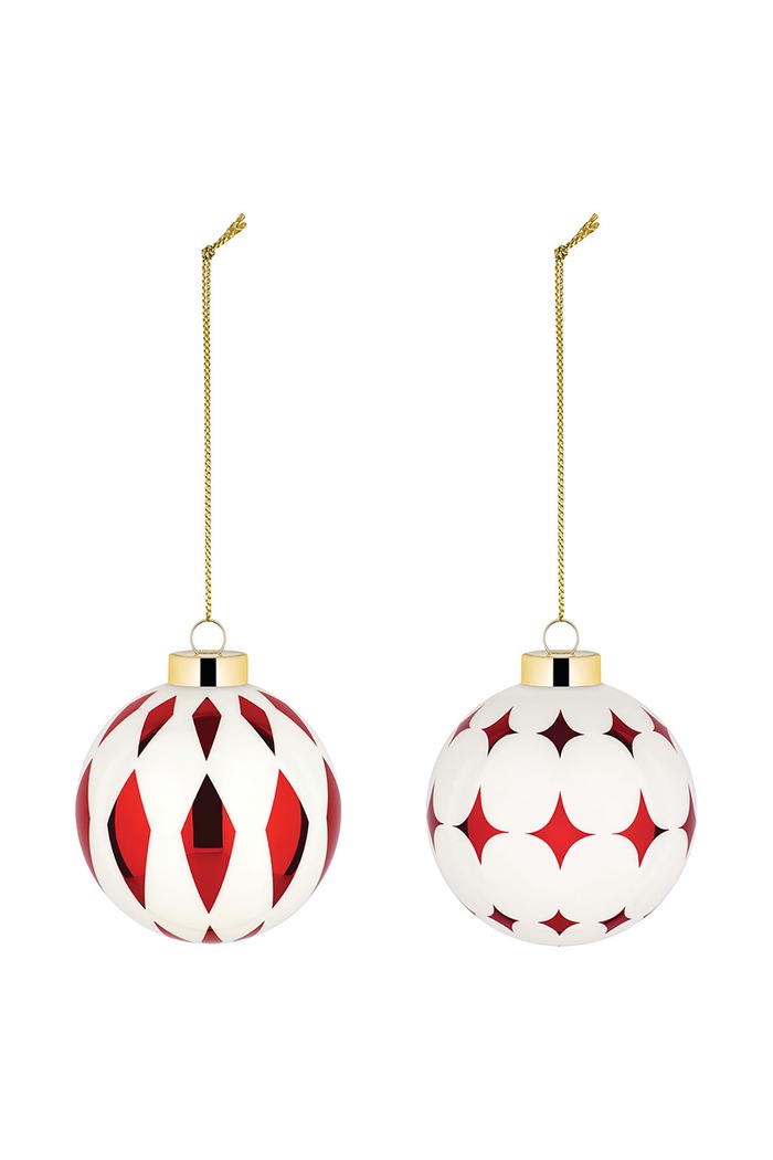 Alessi Zestaw bombek choinkowych ze szkła 2-pack Delight czerwony NZ04SET3