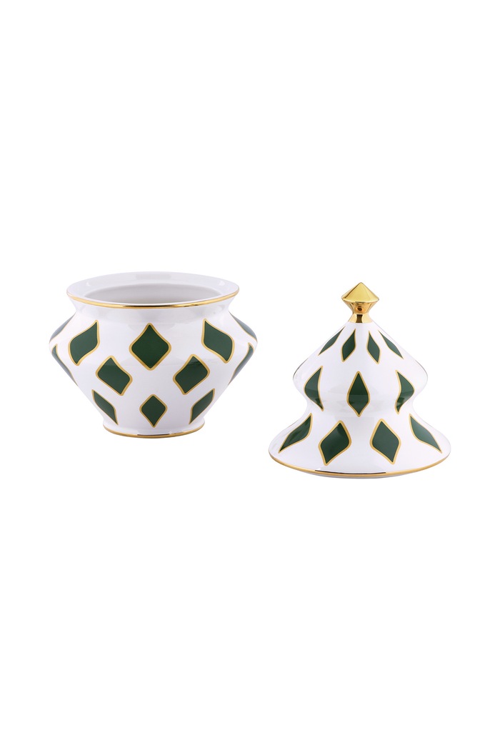 Alessi Pojemnik z pokrywką świąteczny z porcelany Delight 600 ml NZ03.GR zielony AA00