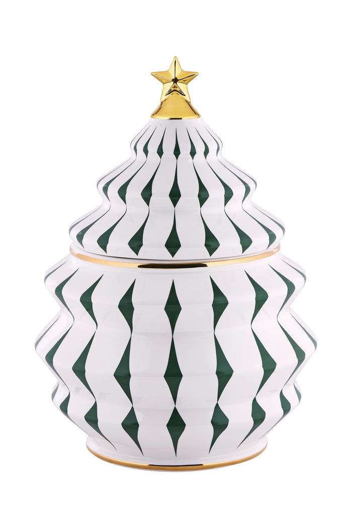 Alessi Pojemnik z pokrywką świąteczny z porcelany Delight 2,1 l zielony NZ02.GR