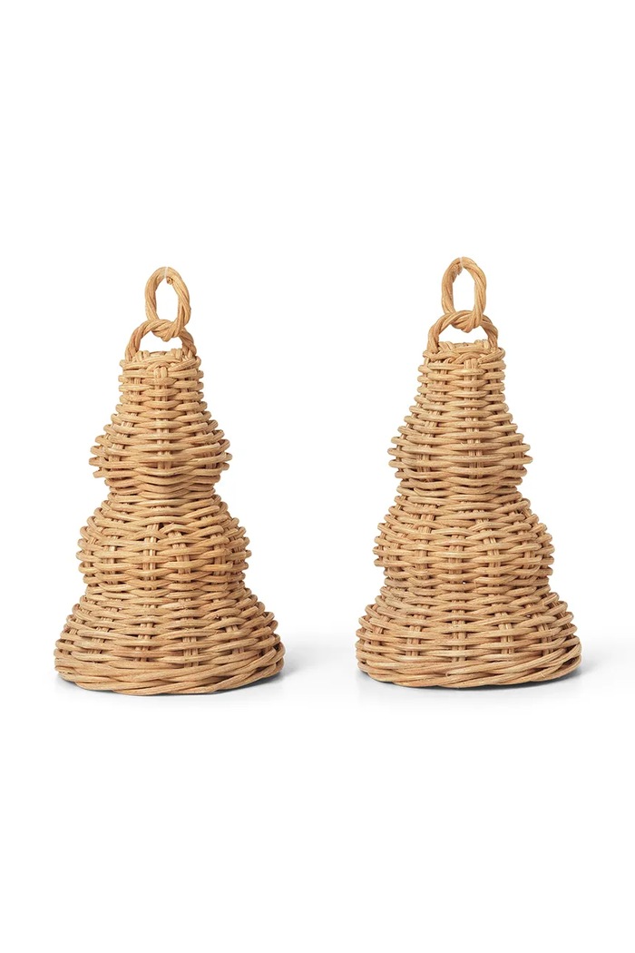 Ferm Living Zestaw zawieszek świątecznych z rattanu 2-pack beżowy 1104270138