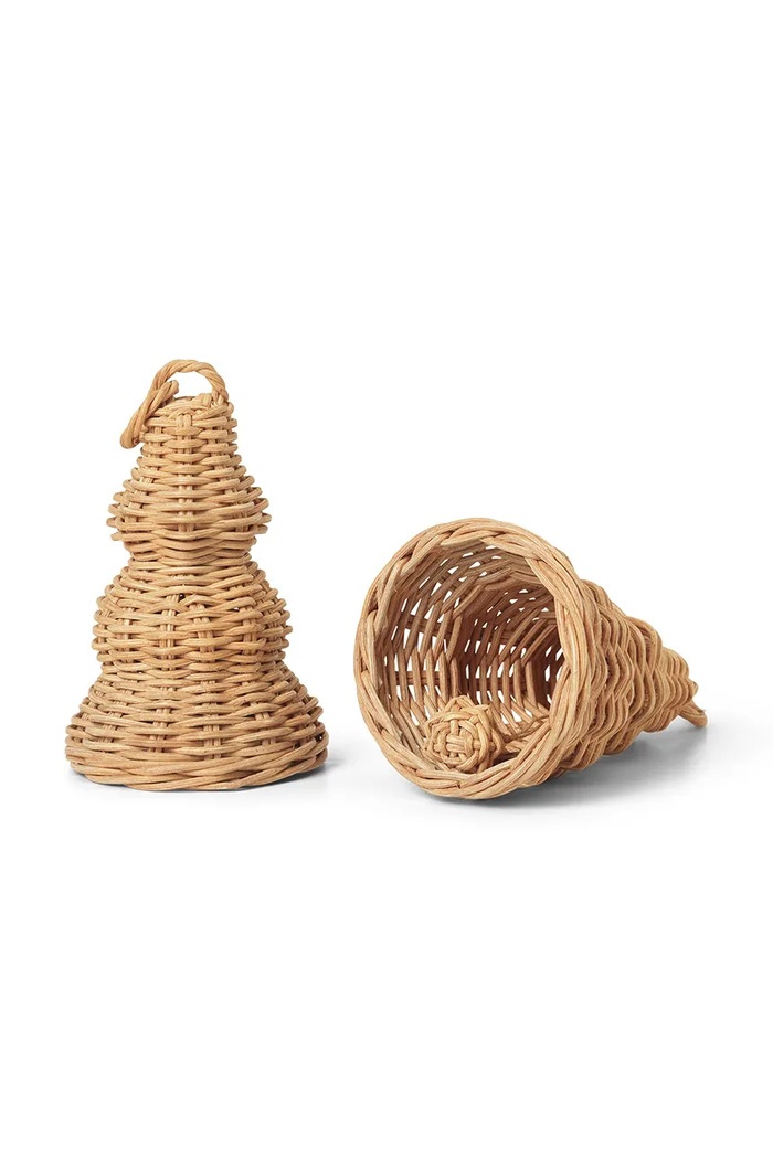 Ferm Living Zestaw zawieszek świątecznych z rattanu 2-pack 1104270138 beżowy AA00