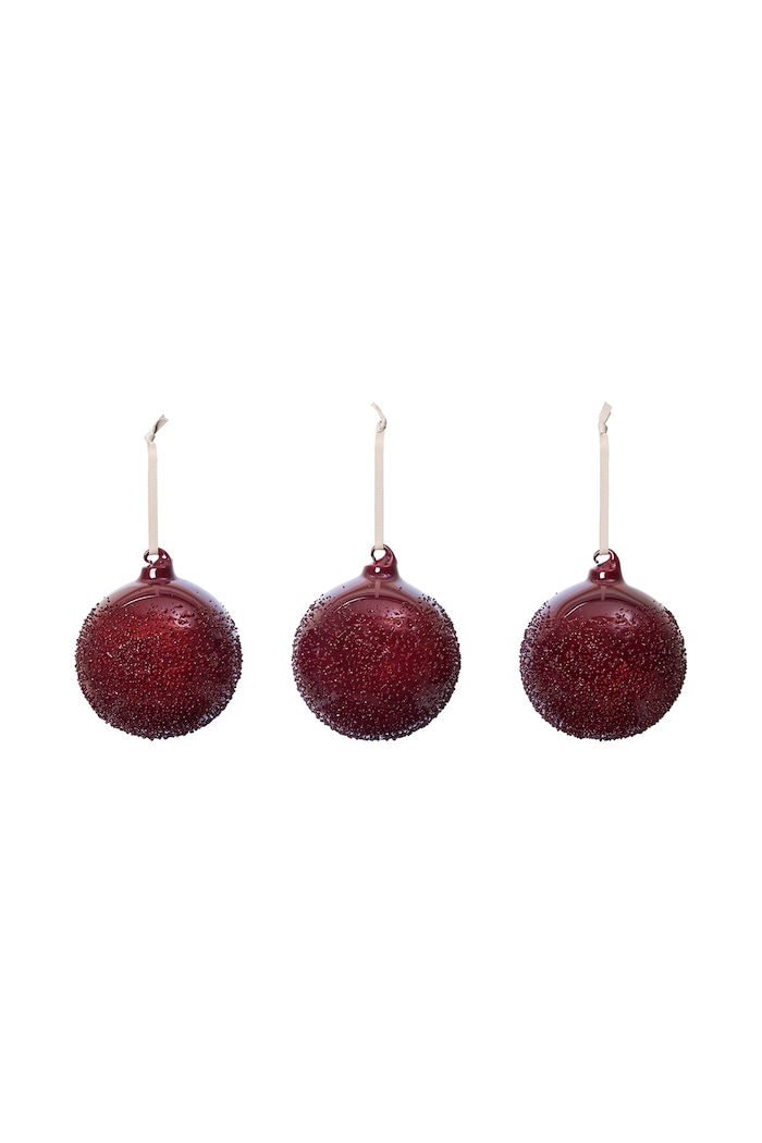 Ferm Living Zestaw bombek świątecznych ze szkła dmuchanego 3-pack bordowy 1104274011