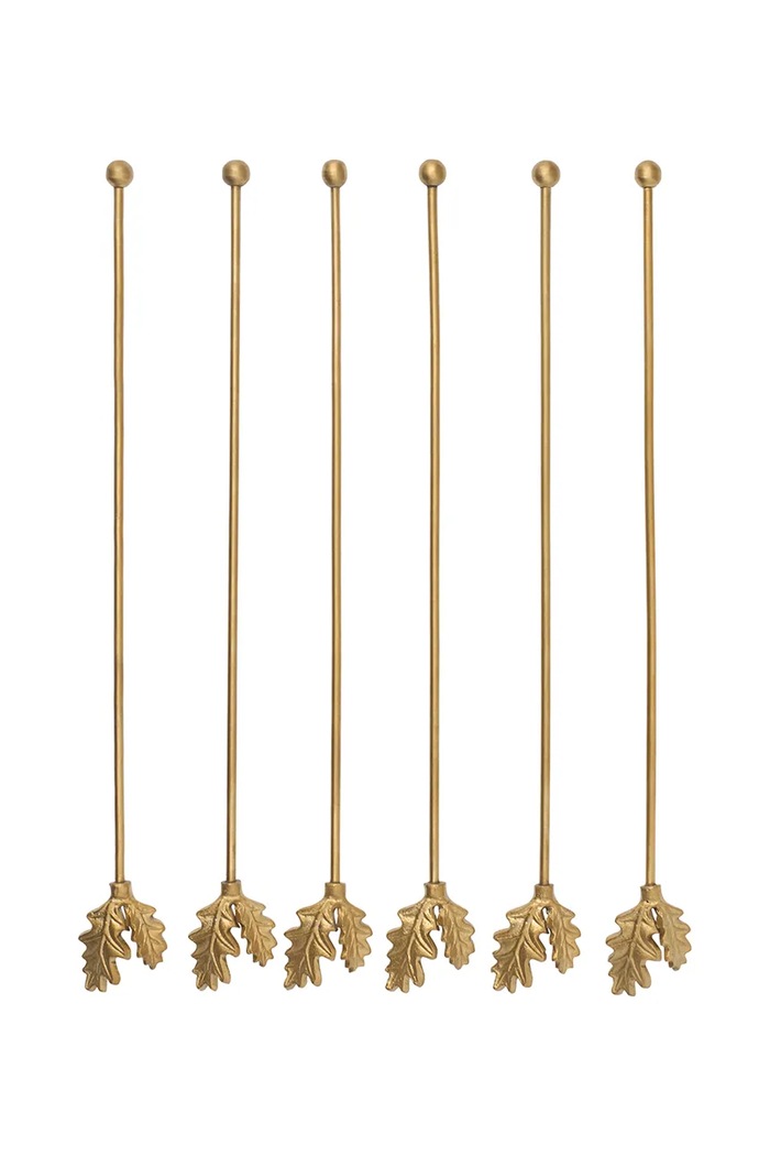 Ferm Living Mieszadełka do napojów świąteczne mosiężne 6-pack złoty 1104273857