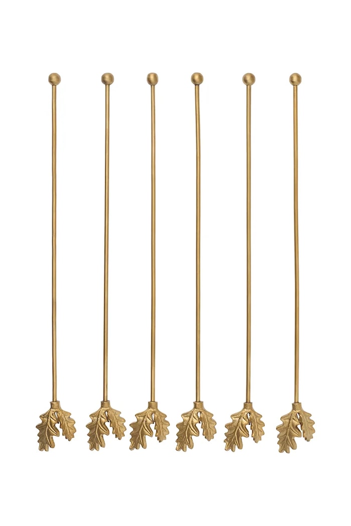 Ferm Living Mieszadełka do napojów świąteczne mosiężne 6-pack złoty 1104273857