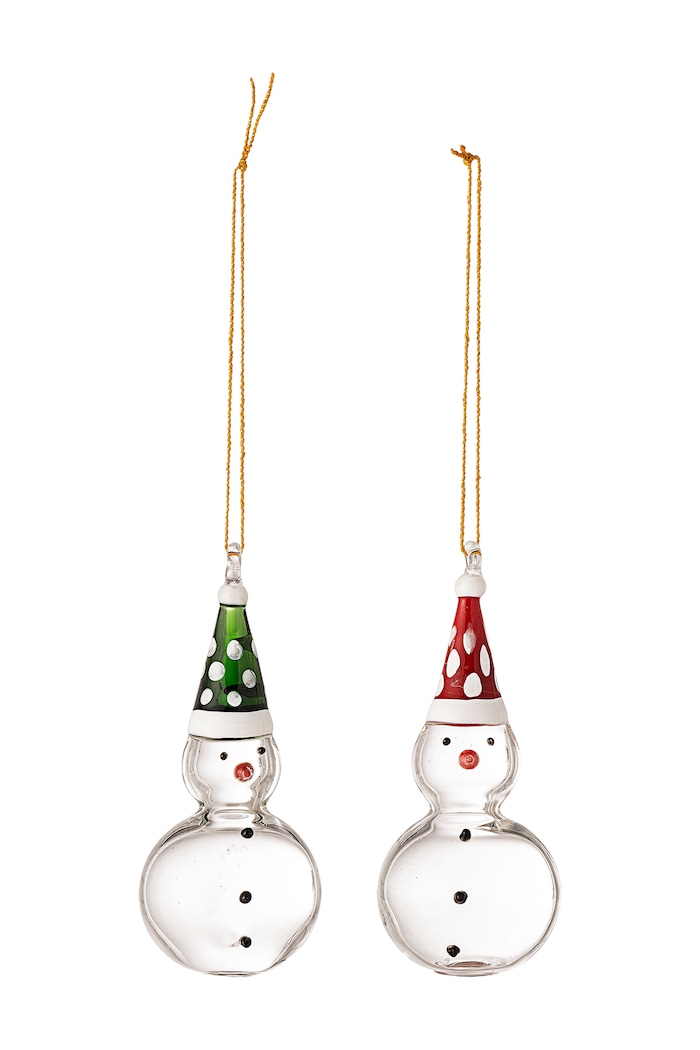 Bloomingville Zestaw zawieszek choinkowych ze szkła 2-pack Kumar multicolor 82073017