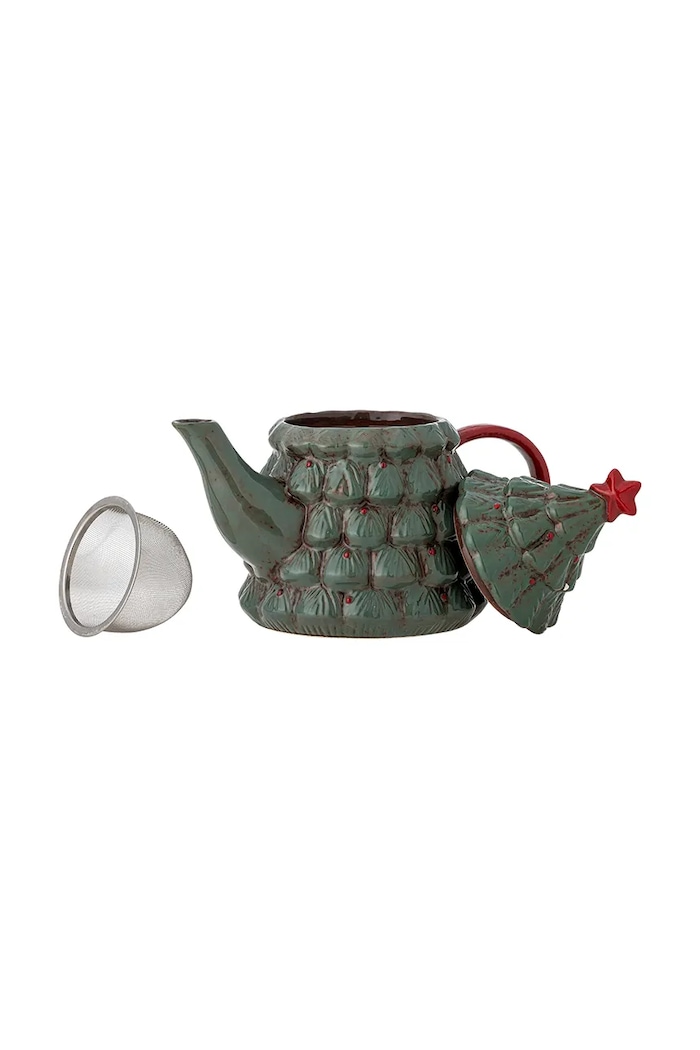 Lifestyle Bloomingville Dzbanek do herbaty świąteczny z kamionki Elvion 600 ml 82072921 zielony