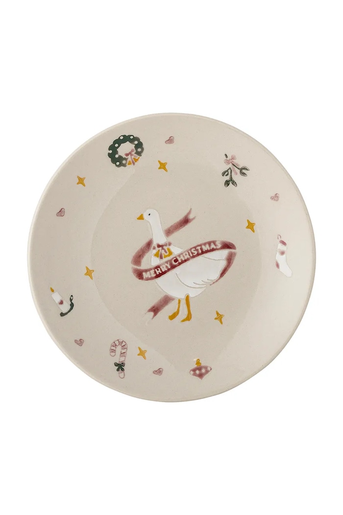 Bloomingville Zestaw talerzyków świątecznych z kamionki 4-pack Mary 16 cm 82063288 czerwony AA00