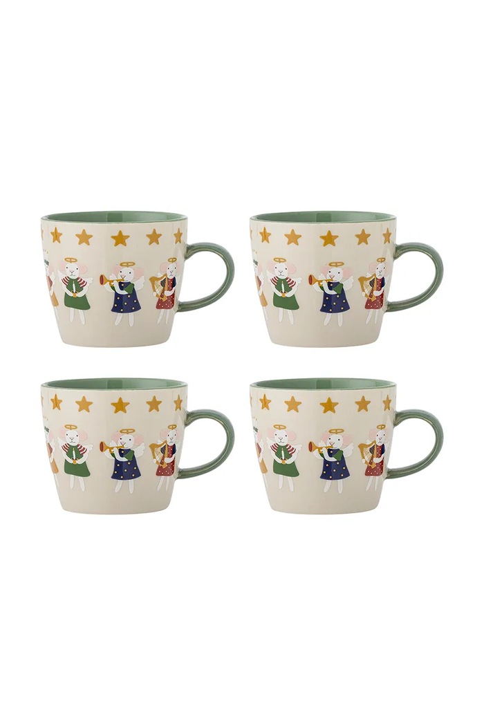 Bloomingville Zestaw kubków świątecznych z kamionki 4-pack Peo 300 ml multicolor 82073135