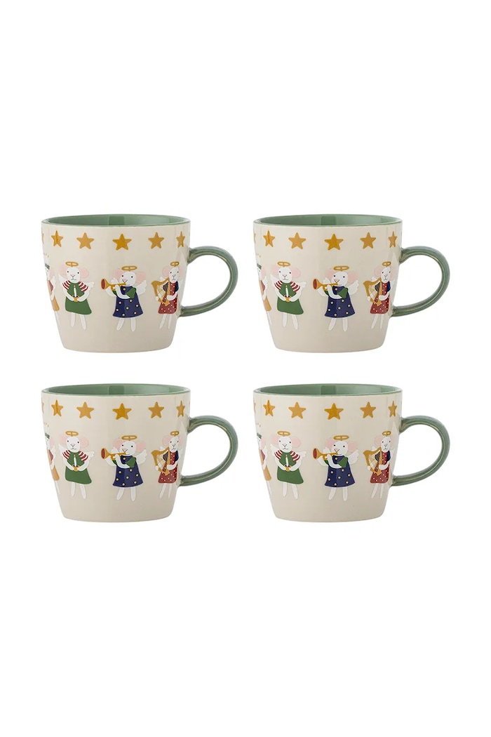 Bloomingville Zestaw kubków świątecznych z kamionki 4-pack Peo 300 ml multicolor 82073135