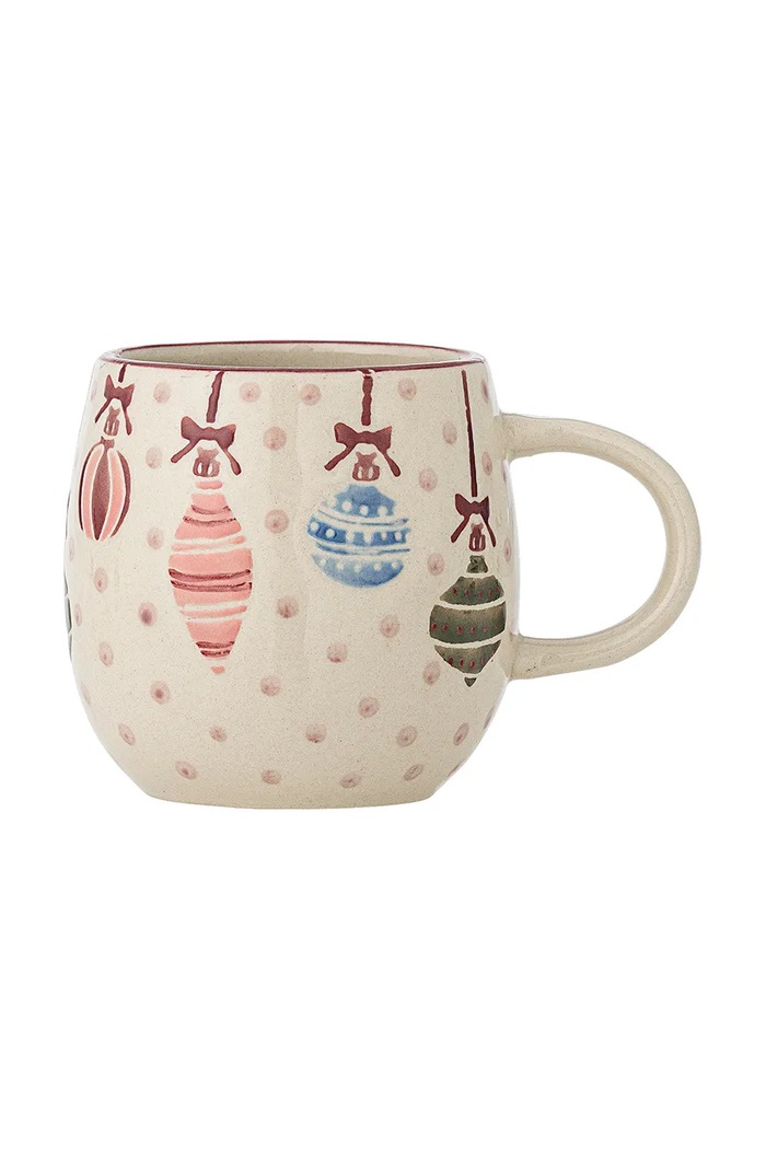 Bloomingville Zestaw kubków świątecznych z kamionki 4-pack Ornamentia 300 ml 82063283 czerwony AA00