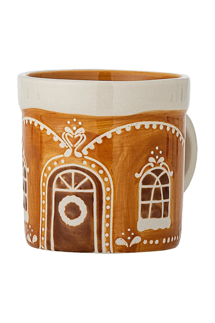 Bloomingville Zestaw kubków świątecznych z kamionki 4-pack Gina 250 ml 82063294 brązowy AA00