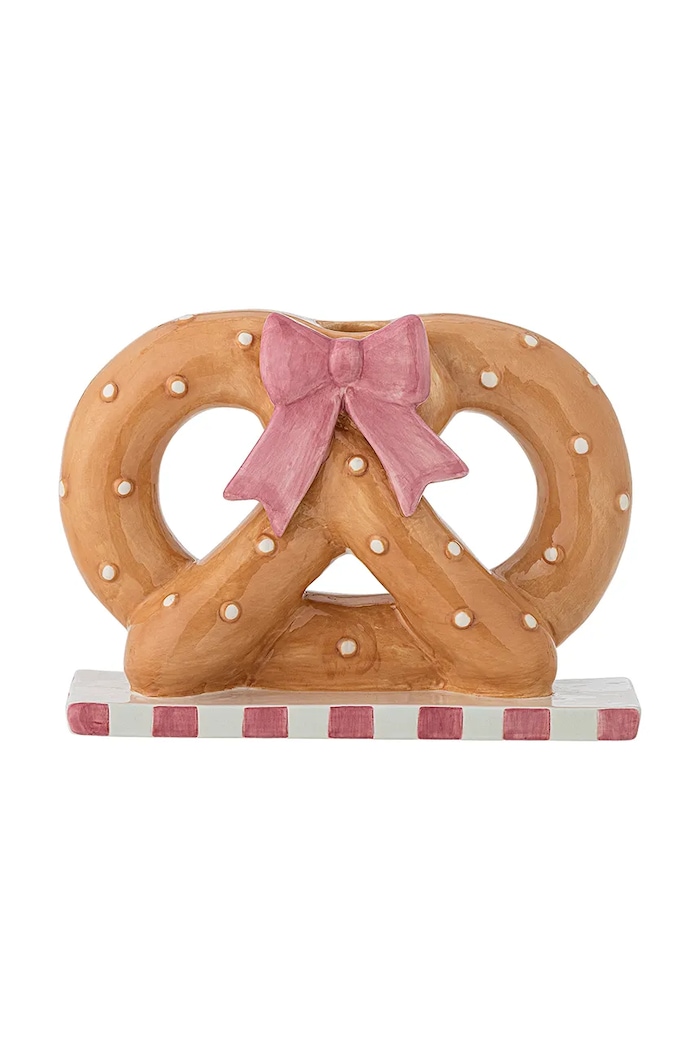 Bloomingville Świecznik świąteczny z ceramiki Pretzie brązowy 82063344