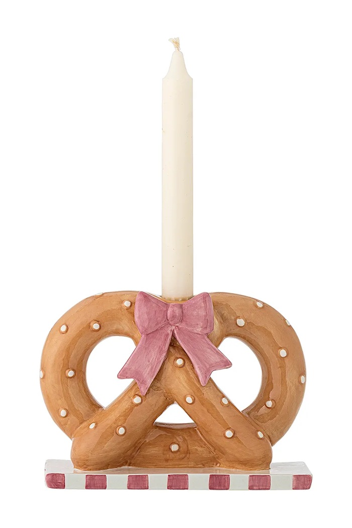 Lifestyle Bloomingville Świecznik świąteczny z ceramiki Pretzie 82063344 brązowy