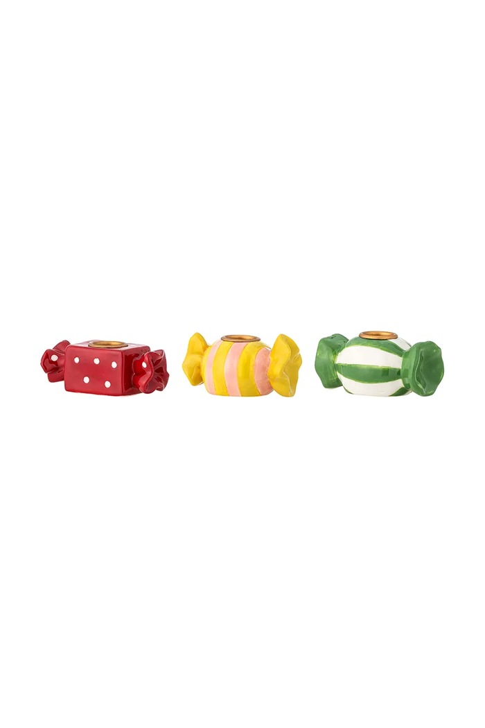 Lifestyle Bloomingville Zestaw świeczników świątecznych z kamionki 3-pack Leiano 82072922 multicolor