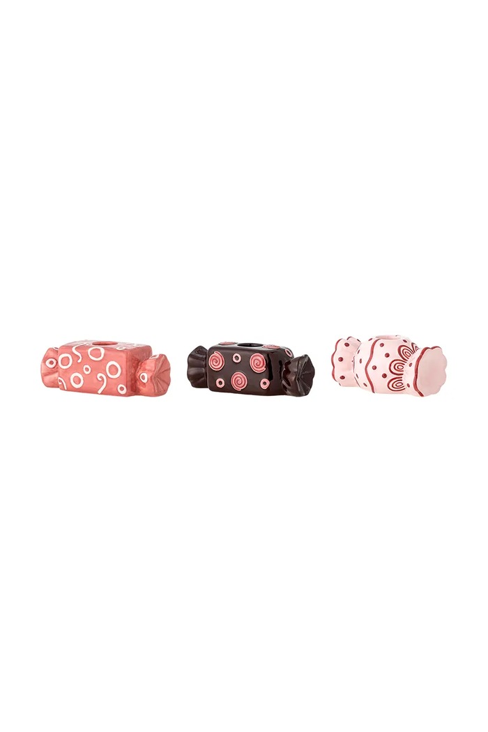 Bloomingville Zestaw świeczników świątecznych z dolomitu 3-pack Maiano 82072924 różowy AA00