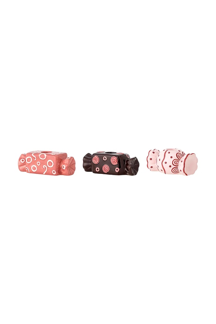 Bloomingville Zestaw świeczników świątecznych z dolomitu 3-pack Maiano 82072924 różowy AA00