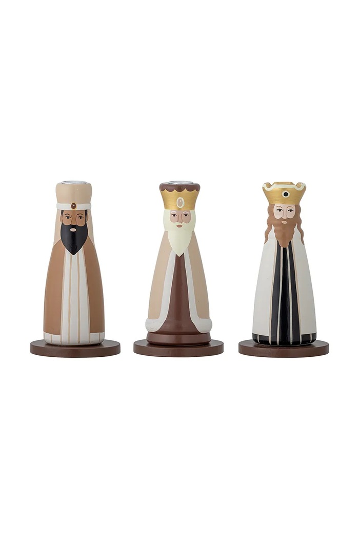 Bloomingville Zestaw świeczników świątecznych z kamionki 3-pack Betiel multicolor 82062836