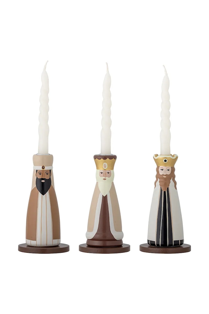 Bloomingville Zestaw świeczników świątecznych z kamionki 3-pack Betiel 82062836 multicolor AA00