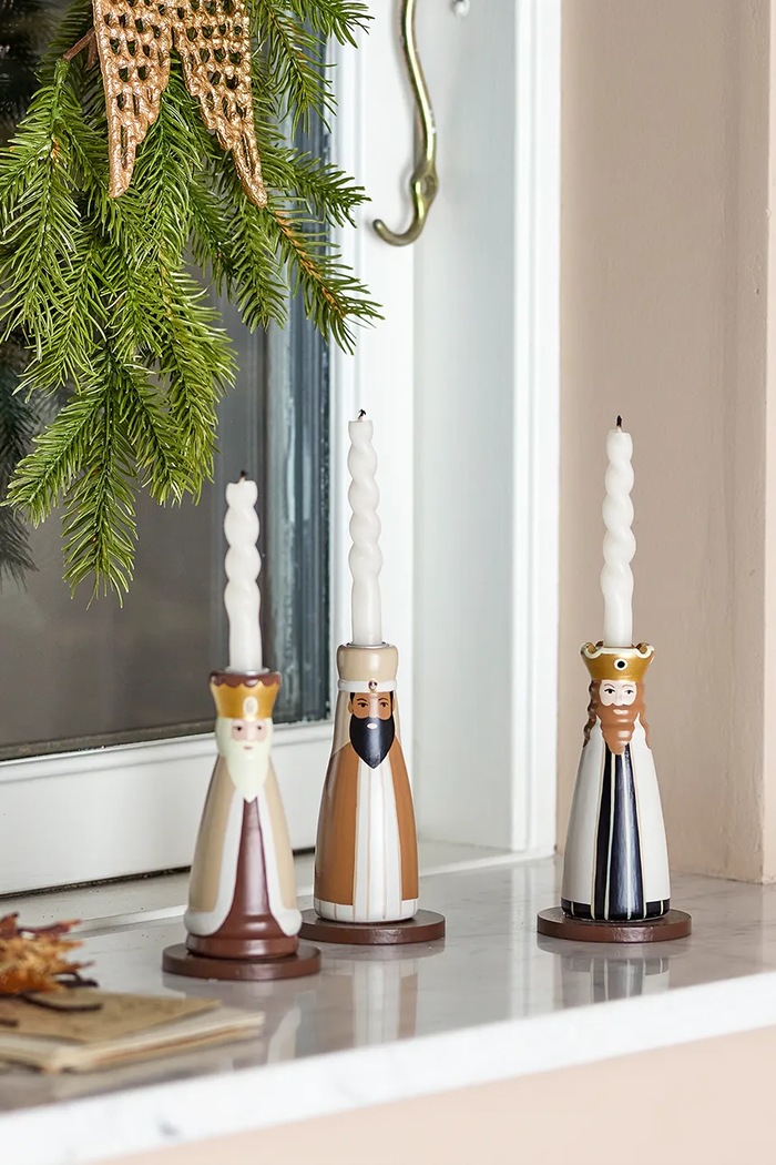 Lifestyle Bloomingville Zestaw świeczników świątecznych z kamionki 3-pack Betiel 82062836 multicolor
