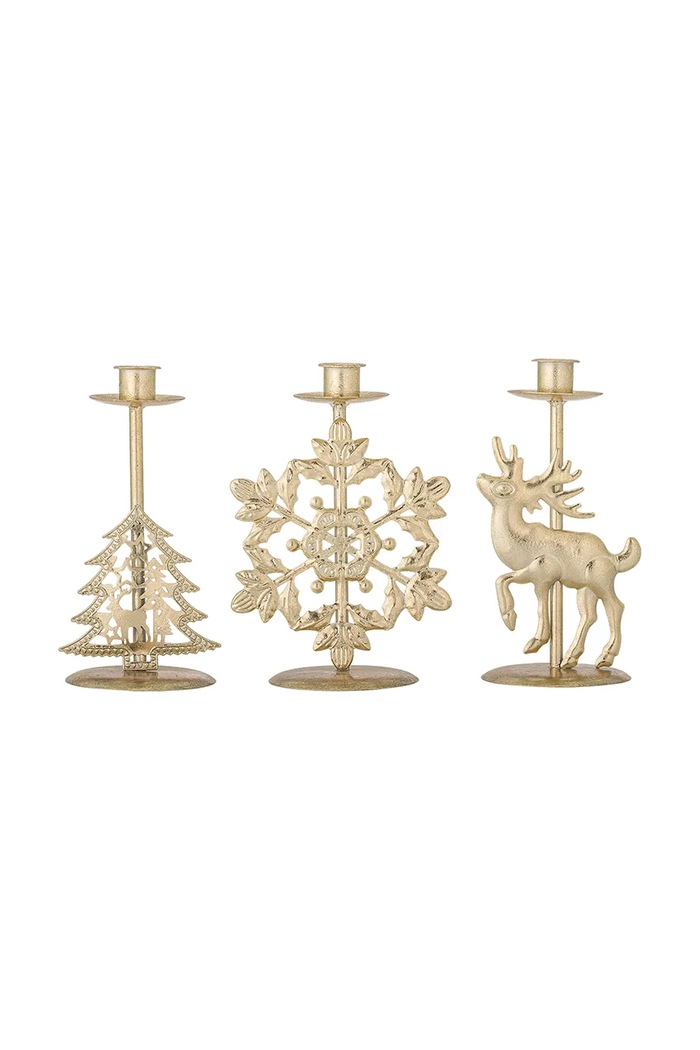 Bloomingville Zestaw świeczników świątecznych z żelaza 3-pack Sauda złoty 82072165