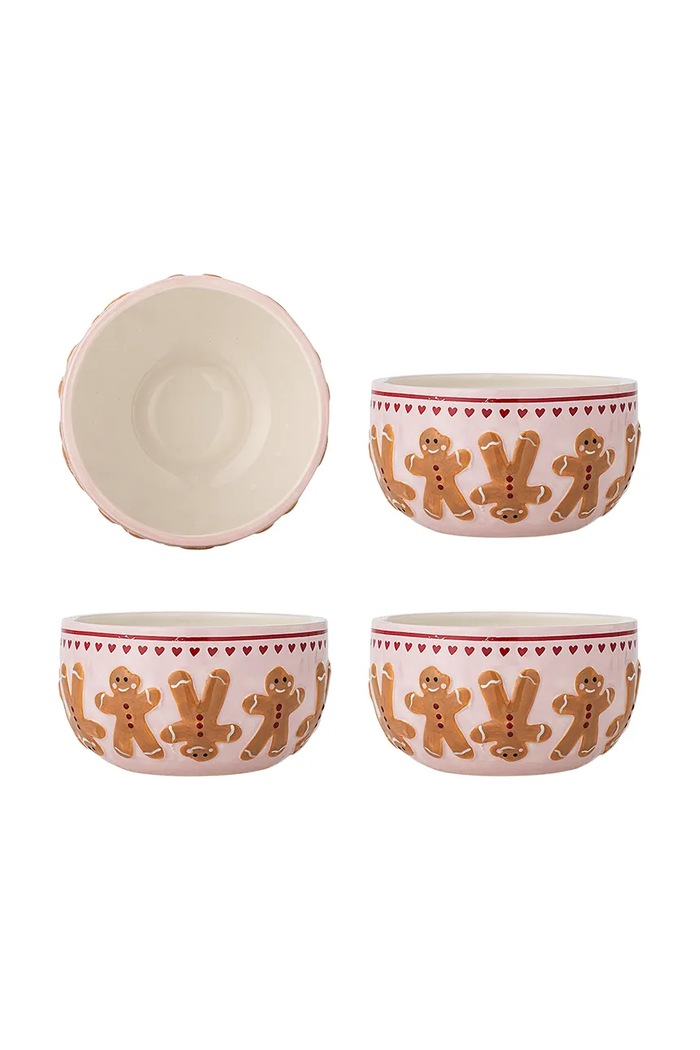 Bloomingville Zestaw misek świątecznych z kamionki 4-pack Binna 525 ml różowy 82063280