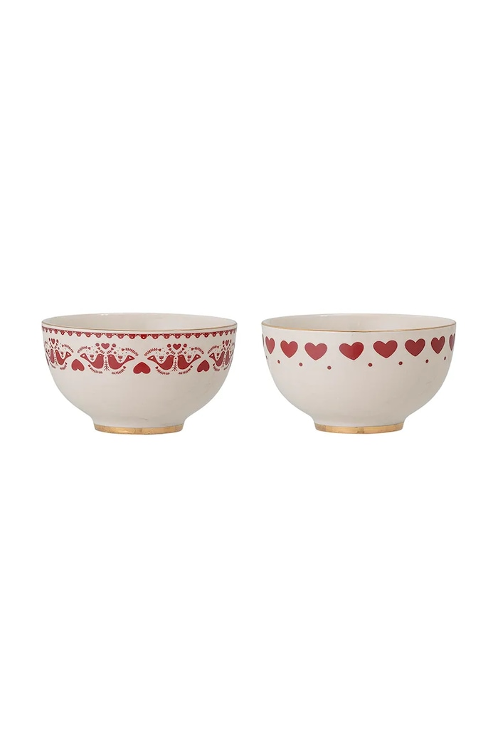 Bloomingville Zestaw misek świątecznych z kamionki 2-pack Jolly 500 ml multicolor 82051527