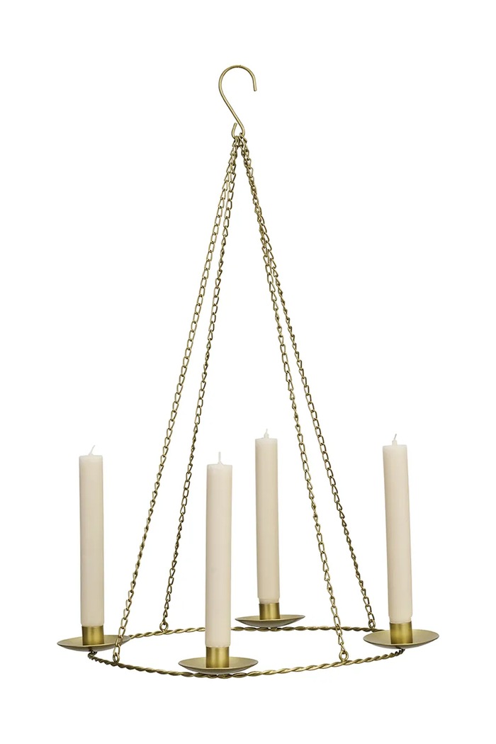 Madam Stoltz Świecznik świąteczny z żelaza 42 cm 40854AB żółty AA00