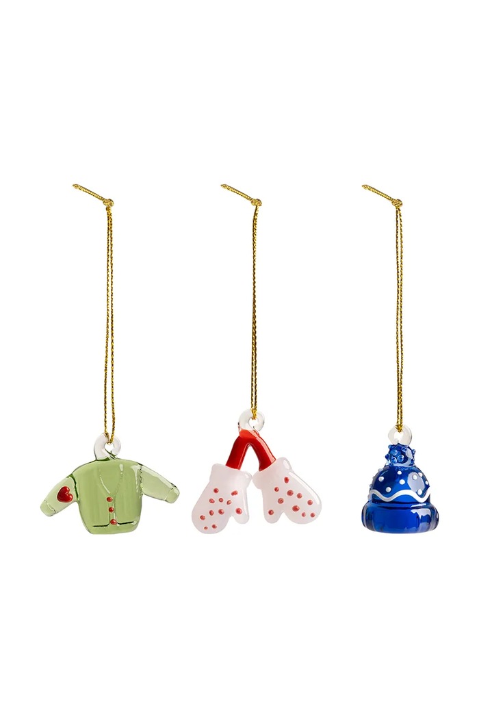 &k amsterdam Zestaw zawieszek świątecznych ze szkła borokrzemianowego 3-pack multicolor 1253.06