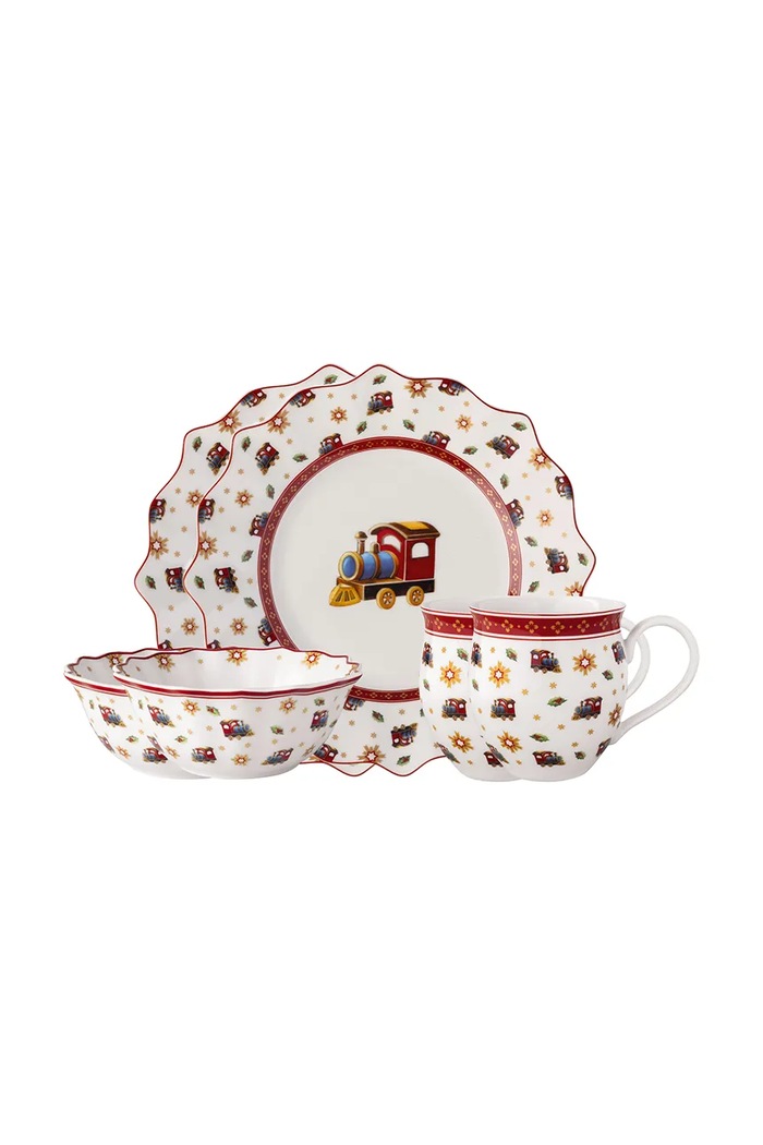 Villeroy & Boch Zestaw śniadaniowy świąteczny z porcelany Toy's Delight multicolor 14.8585.7288
