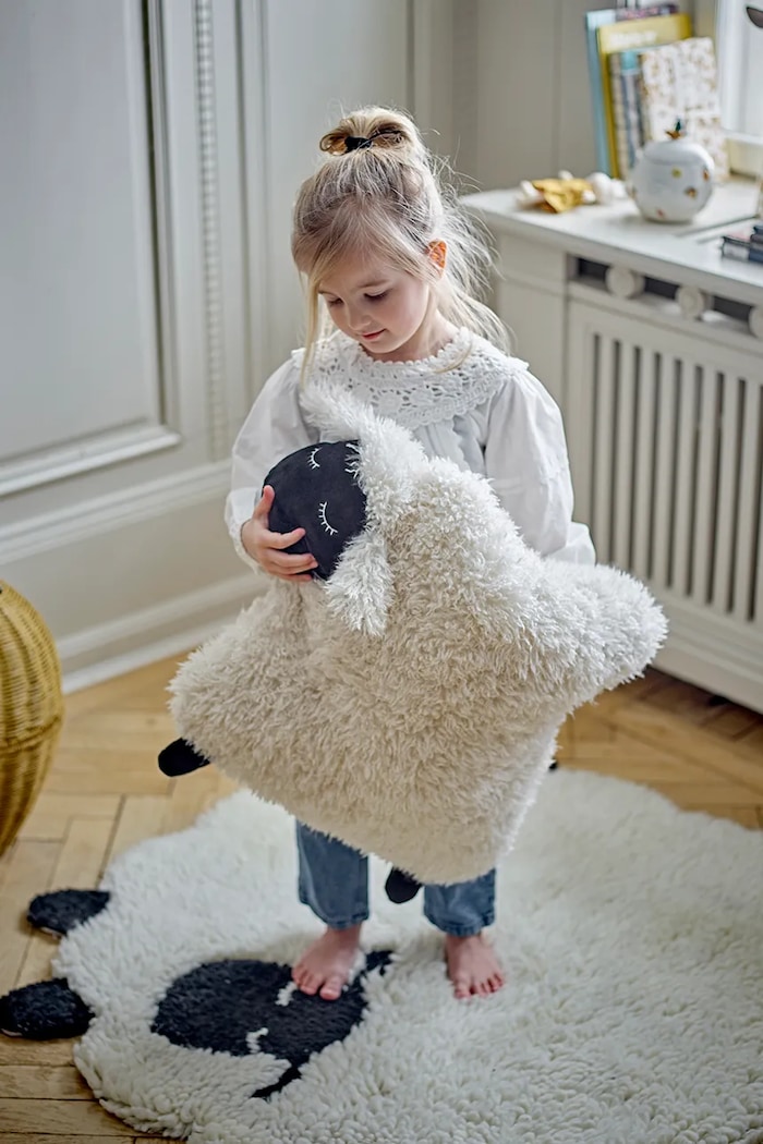 Всекидневна и спалня Вълнен килим Bloomingville Dolly 82062350 бял