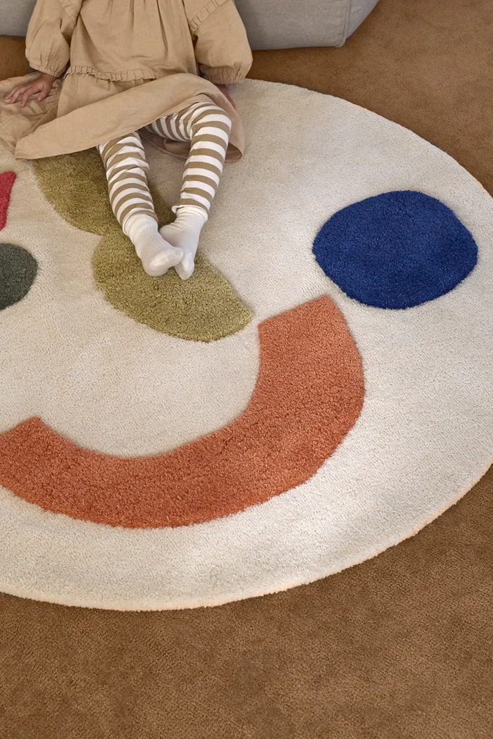 Obývacia izba a spálňa Vlnený koberec ferm LIVING Panto O120 cm 1104269836 béžová
