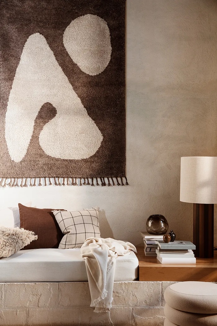 Obývacia izba a spálňa Vlnený koberec ferm LIVING Abstract Rug 80 x 120 cm 1104265411 viacfarebná
