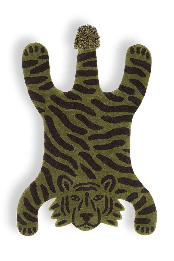 Vlnený koberec ferm LIVING Safari Tufted Rug 118 x 160 cm zelená 9071
