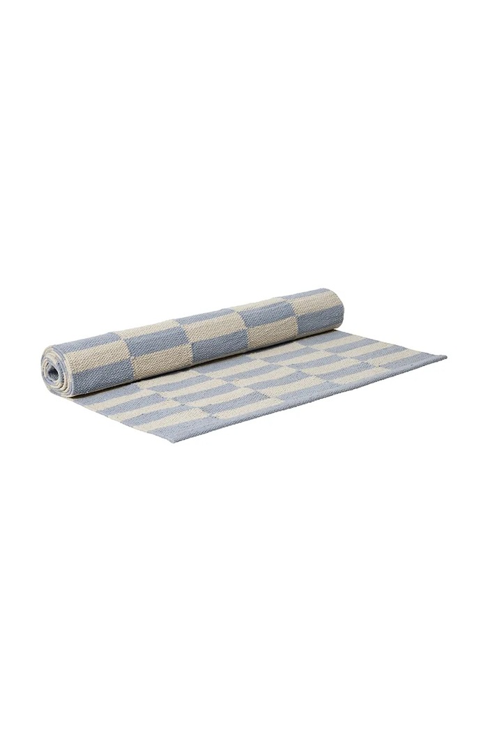 Broste Copenhagen Dywan podłogowy bawełniany Jane 70 x 200 cm 71110409 niebieski AA00