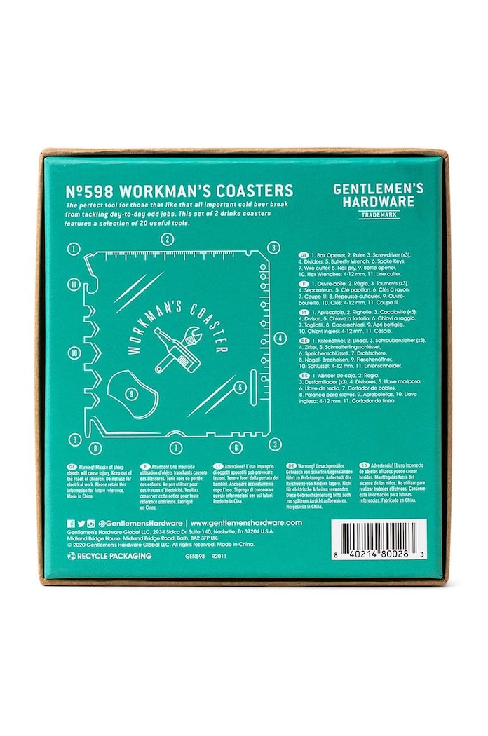Multitool Gentelmen's Hardware Workmans Coaster (2-pack) GEN598UK