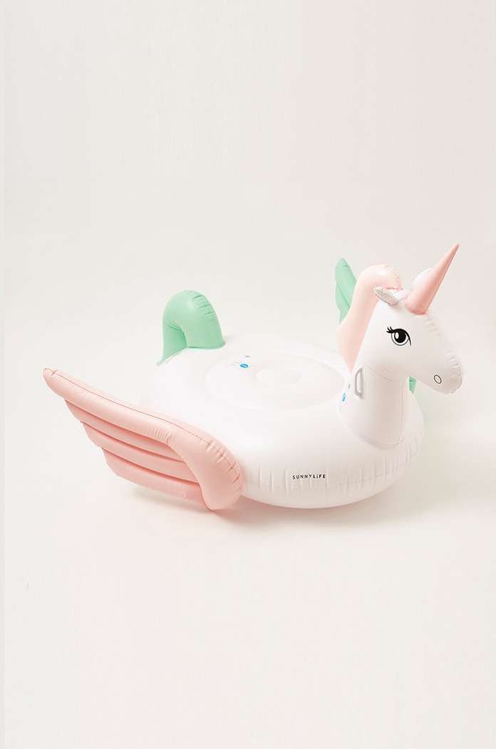 SunnyLife saltea pneumatică pentru înot Luxe Ride-On Unicorn alb S2LRIDCU