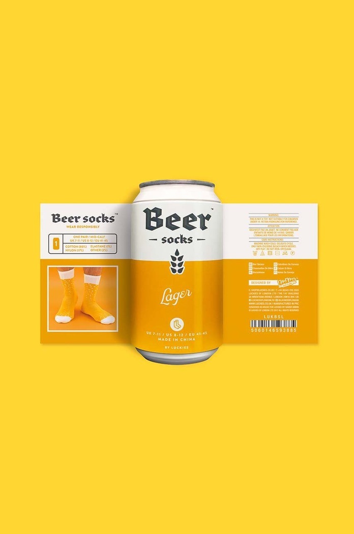 Nogavice v pločevinki Luckies of London Lager Beer pisana LK.LUKBSL