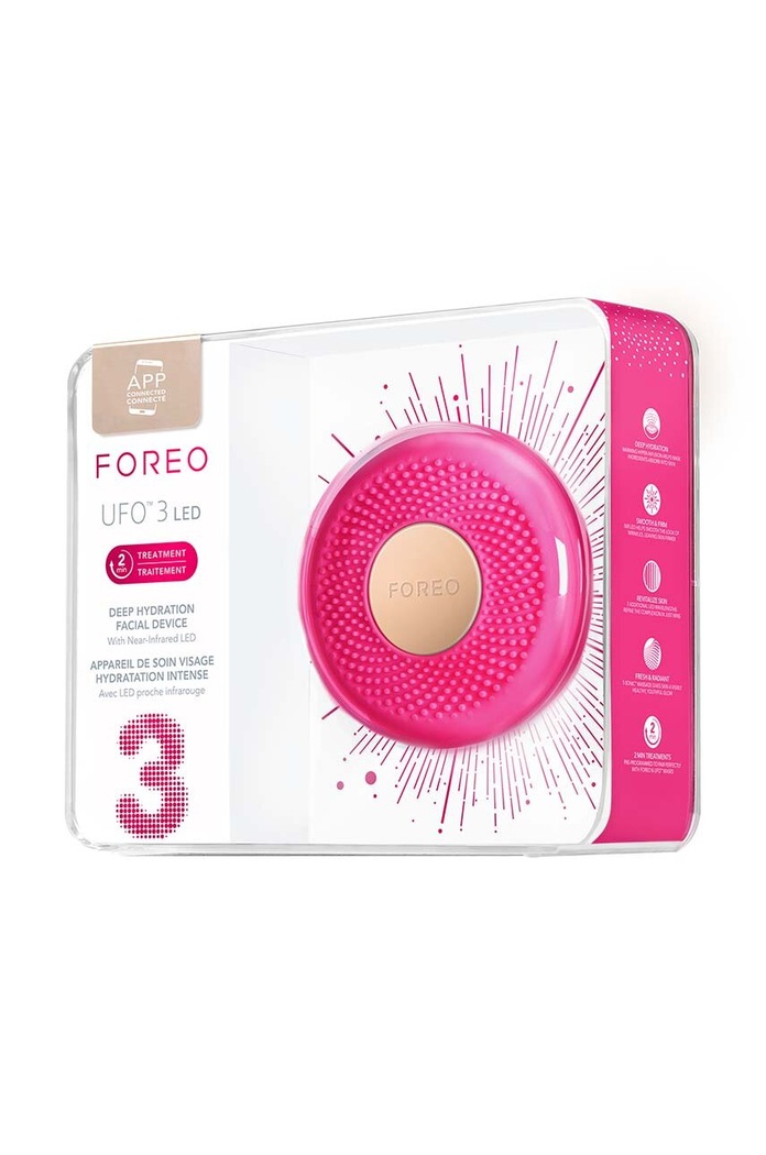 FOREO dispozitiv pentru aplicarea măștilor și terapie cu lumină UFO™ 3 mini F1566 roz