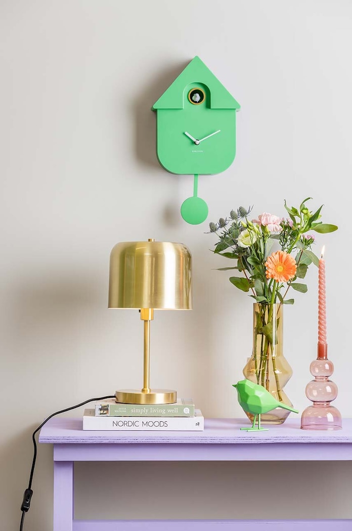Nástenné hodiny Karlsson Modern Cuckoo KA5768BG zelená