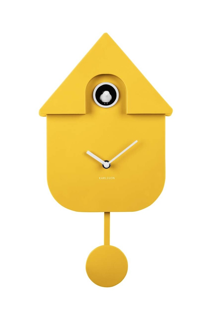 Nástenné hodiny Karlsson Modern Cuckoo žltá KA5768BY